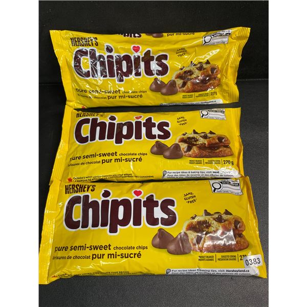 3 Bags of Hershey's Chipits (270g) Pure Semi-Sweet Chocolate Chips - New Sealed