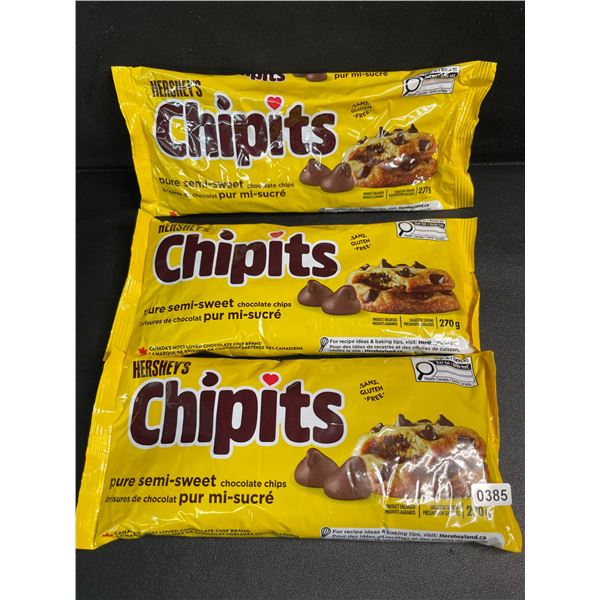 3 Bags of Hershey's Chipits (270g) Pure Semi-Sweet Chocolate Chips - New Sealed