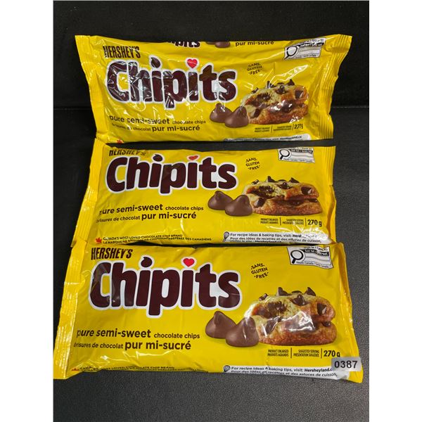3 Bags of Hershey's Chipits (270g) Pure Semi-Sweet Chocolate Chips - New Sealed