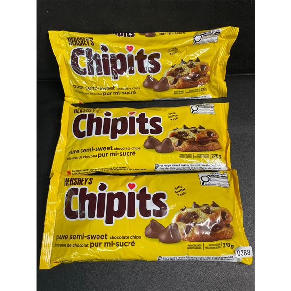 3 Bags of Hershey's Chipits (270g) Pure Semi-Sweet Chocolate Chips - New Sealed