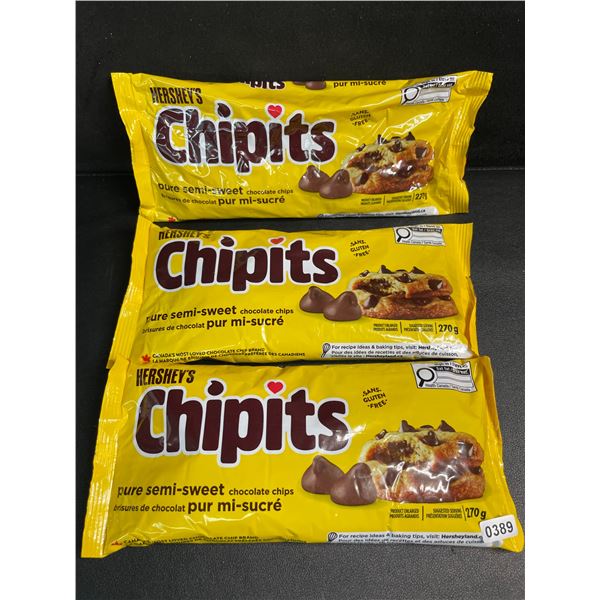 3 Bags of Hershey's Chipits (270g) Pure Semi-Sweet Chocolate Chips - New Sealed