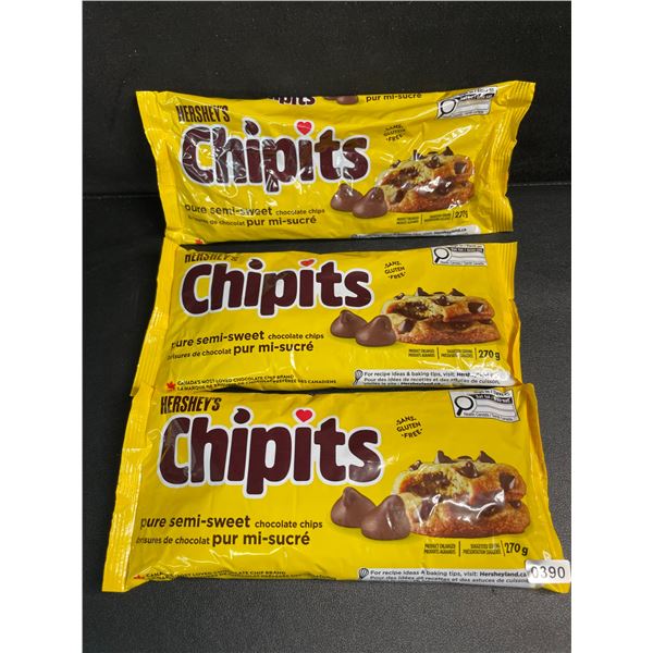3 Bags of Hershey's Chipits (270g) Pure Semi-Sweet Chocolate Chips - New Sealed