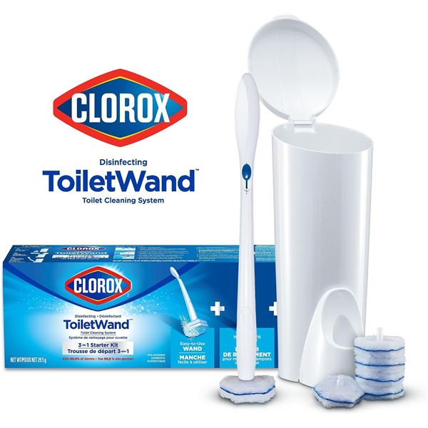 Clorox ToiletWand 3-in-1 Toilet Cleaning Starter Kit - Includes Wand, Storage Caddy, & 6 Heads - New