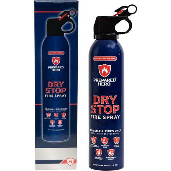 Prepared Hero Dry Stop Fire Spray (600g) Portable Fire Extinguisher for Home/Car/Garage - New