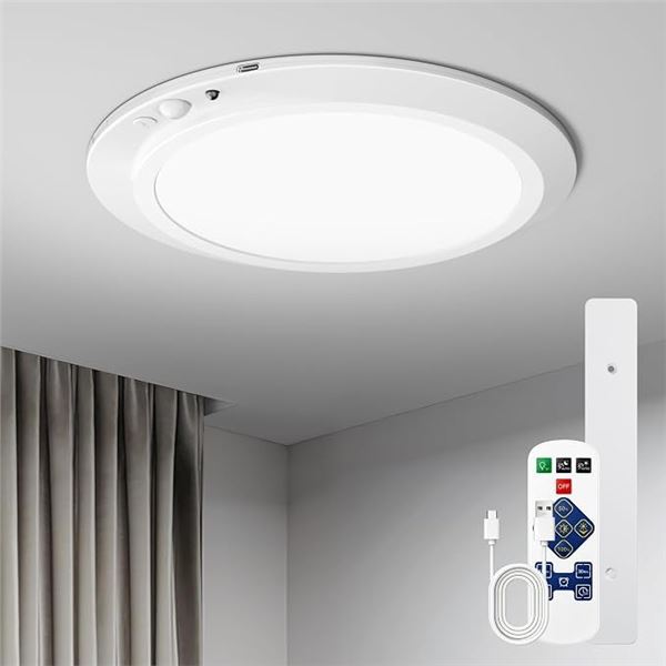 Homelist 12,000mah Rechargeable Ultra-Thin Motion Sensor Ceiling Light w/ Remote - New