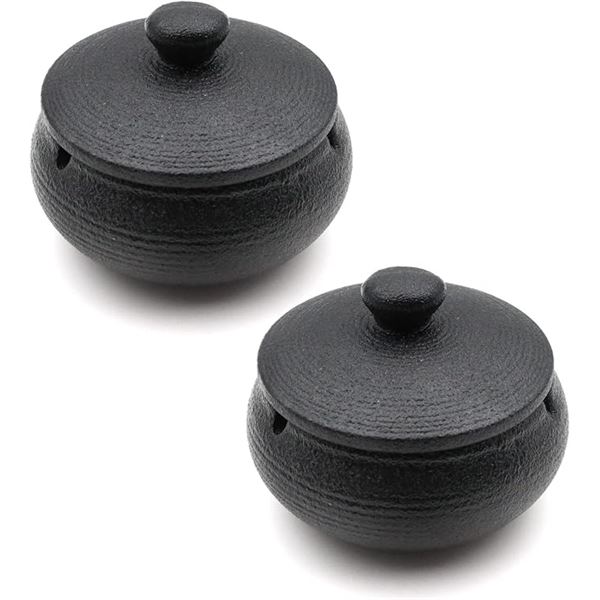 2-Pack of Ceramic Ashtrays with Lids (Black) Windproof Ash Holders for Smokers - New