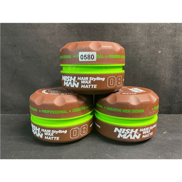 Lot of 3 Nishman Matte Finish Hair Styling Wax for Men (149g) - Brand New
