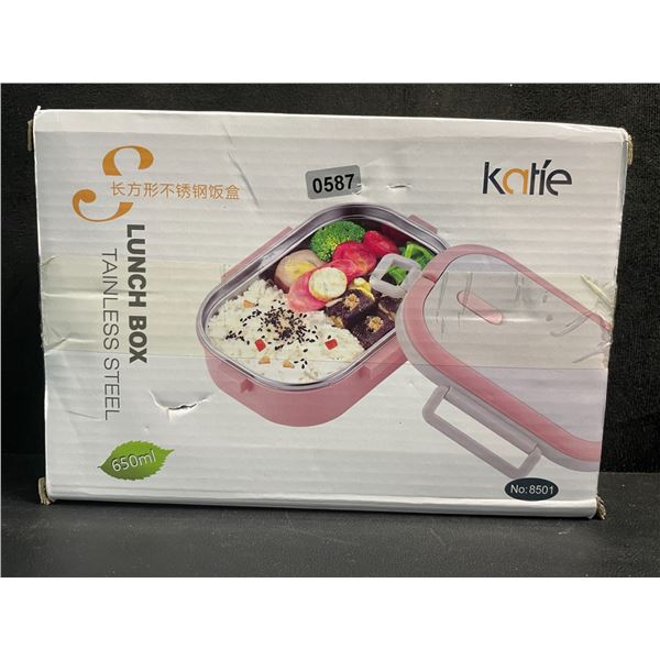 Stainless Steel Bento-Style Lunch Box (Pink) 650ml Capacity - New