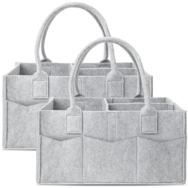 2-Pack Diaper Caddy Organizers/Portable Nursery Organizers with Handle (Grey) - New