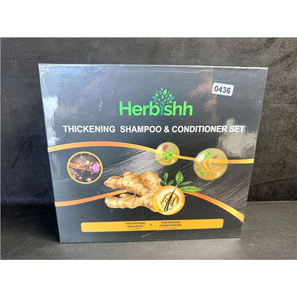 Herbishh Thickening Shampoo & Conditioner Set (300ml) For All Hair Types, w/ Ginger Extract - New