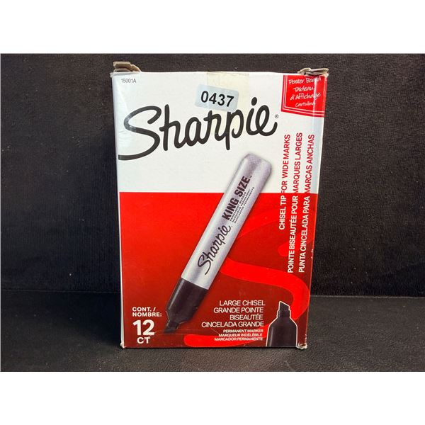 12-Pack Sharpie King-Size Permanent Markers; Large Chisel Tip Sharpies for Wide Marks (Black) - New
