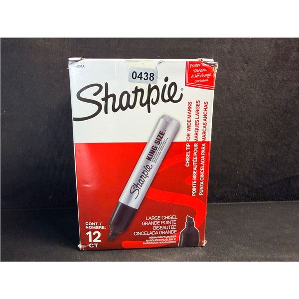 12-Pack Sharpie King-Size Permanent Markers; Large Chisel Tip Sharpies for Wide Marks (Black) - New