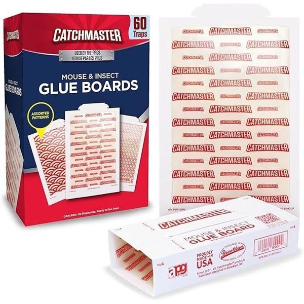 60-Pack Box of Catchmaster Mouse & Insect Glue Boards/Traps for Pest Control (8" x 5") New
