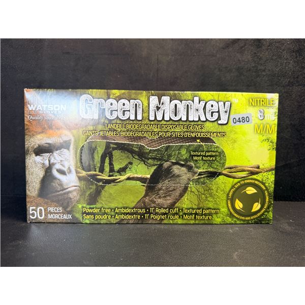 Watson Gloves 50-Pack Green Monkey 8 MIL Biodegradable Disposable Nitrile Gloves (Size M) New