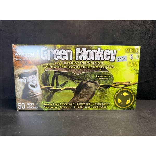 Watson Gloves 50-Pack Green Monkey 8 MIL Biodegradable Disposable Nitrile Gloves (Size M) New