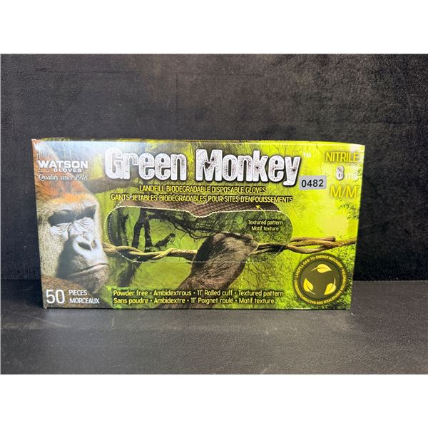 Watson Gloves 50-Pack Green Monkey 8 MIL Biodegradable Disposable Nitrile Gloves (Size M) New