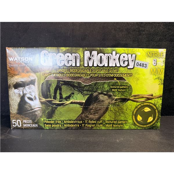 Watson Gloves 50-Pack Green Monkey 8 MIL Biodegradable Disposable Nitrile Gloves (Size M) New
