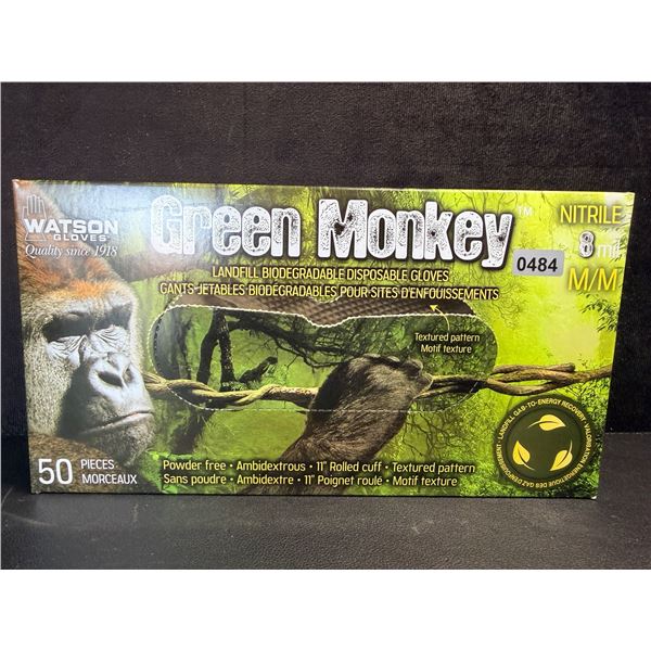 Watson Gloves 50-Pack Green Monkey 8 MIL Biodegradable Disposable Nitrile Gloves (Size M) New