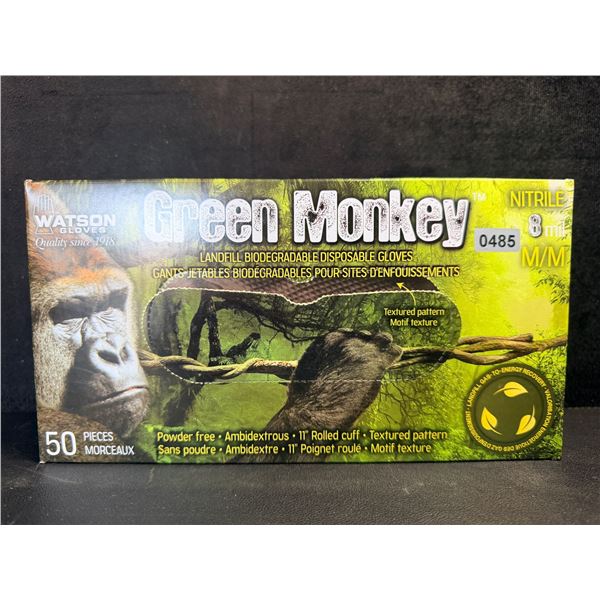 Watson Gloves 50-Pack Green Monkey 8 MIL Biodegradable Disposable Nitrile Gloves (Size M) New