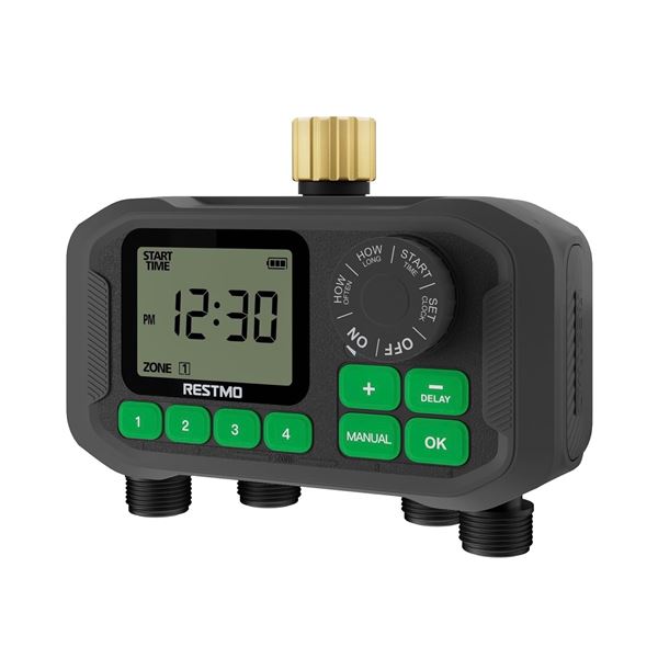 Restmo Programmable 4-Zone Water Timer/Sprinkler Timer for Outdoor Hose Faucet - Brand New
