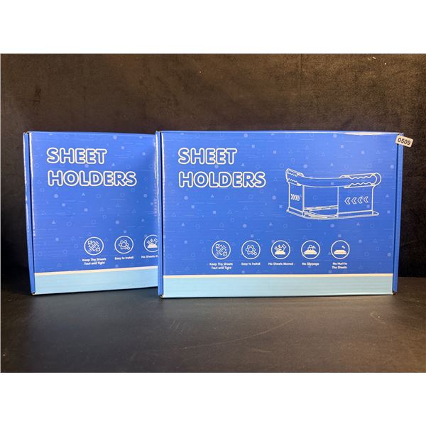 Lot of 2 Locking Bed Sheet Holder Sets - Keeps Bed Sheets Tight/Secure; Easy to Install - New!