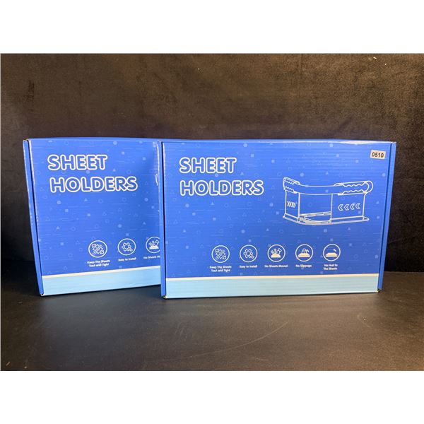 Lot of 2 Locking Bed Sheet Holder Sets - Keeps Bed Sheets Tight/Secure; Easy to Install - New!