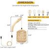 Image 5 : Frideko Rattan Farmhouse Hanging Wall Lamp with Plug-In Cord; Hand-Woven Rope Design - New