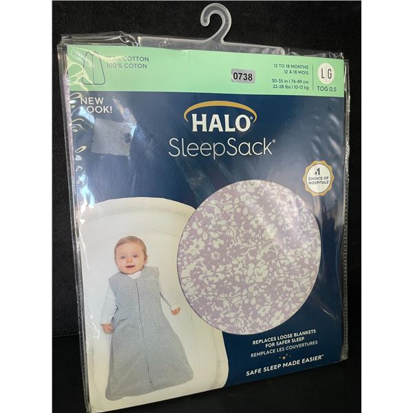 HALO Baby SleepSack Swaddle (Size L/G - Fits 12 to 18 Months) Purple Flower Design - Brand New!