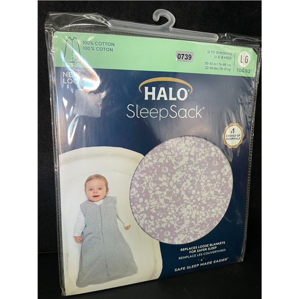 HALO Baby SleepSack Swaddle (Size L/G - Fits 12 to 18 Months) Purple Flower Design - Brand New!