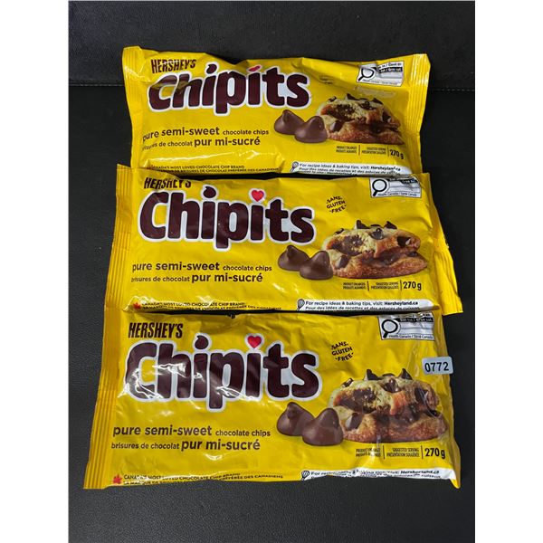 3 Bags of Hershey's Chipits (270g) Pure Semi-Sweet Chocolate Chips - New Sealed