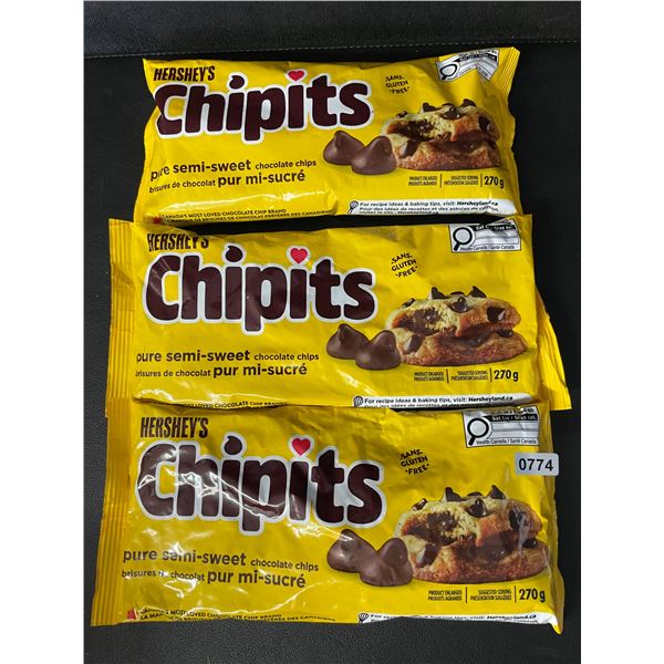 3 Bags of Hershey's Chipits (270g) Pure Semi-Sweet Chocolate Chips - New Sealed