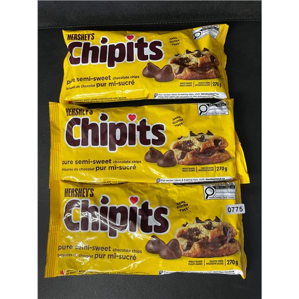 3 Bags of Hershey's Chipits (270g) Pure Semi-Sweet Chocolate Chips - New Sealed