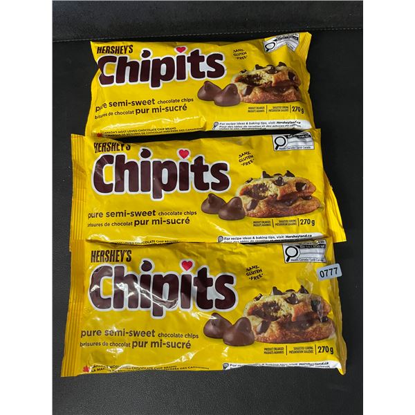 3 Bags of Hershey's Chipits (270g) Pure Semi-Sweet Chocolate Chips - New Sealed