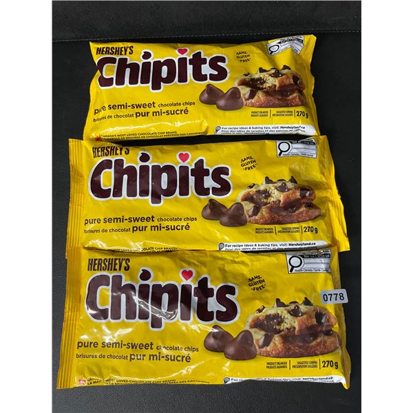 3 Bags of Hershey's Chipits (270g) Pure Semi-Sweet Chocolate Chips - New Sealed