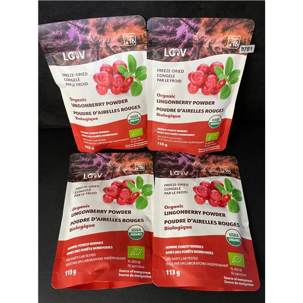 4 Bags of Organic Wild Lingonberry Powder (113g) Freeze-Dried from Nordic Forest Berries - New