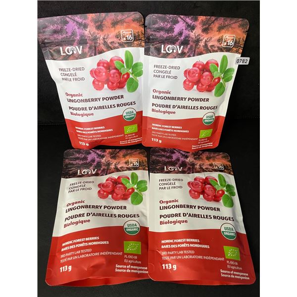 4 Bags of Organic Wild Lingonberry Powder (113g) Freeze-Dried from Nordic Forest Berries - New