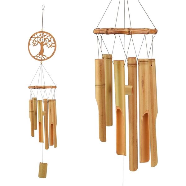 Bamboo Tree of Life Hanging Wooden Wind Chimes for Outdoors/Yard/Patio Decor - New in Box