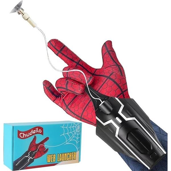 2 Rechargeable Spider Web Shooter Toys/Launcher Gloves w/ 9.8FT Range; For Superhero Role-Play; New