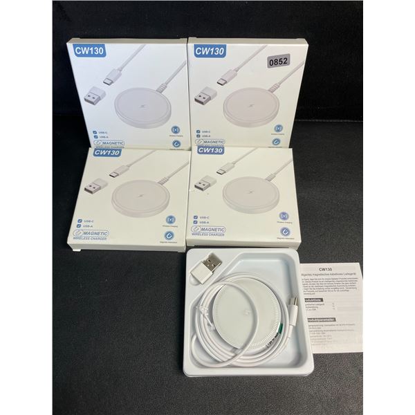 Lot of 4 Magnetic Wireless Chargers/Charging Pads (Model: CW130) - New