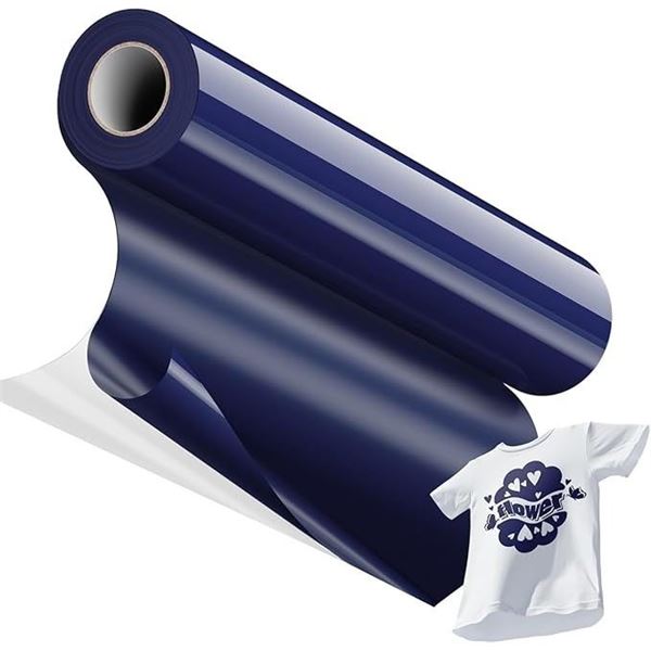 20FT Roll of Navy Blue Heat Transfer Vinyl; Iron-On Vinyl for Cricut/Heat Press Crafts - New