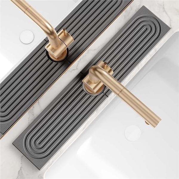 Super-Absorbent Faucet Mat for Kitchen/Bathroom Sinks - 24" Long, Fast-Drying Stone Sink Tray/Mat
