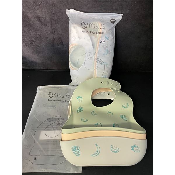 Lot of 6 Silicone Feeding Bibs/Baby Bibs with Food-Catching Pocket Design - New!