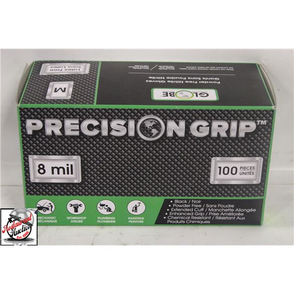 NEW BOX OF 100 PRECISION GRIP POWDER FREE NITRILE