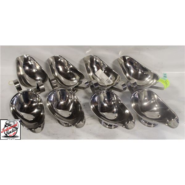 8 NEW OLD STOCK STAINLESS STEEL GRAVY BOATS