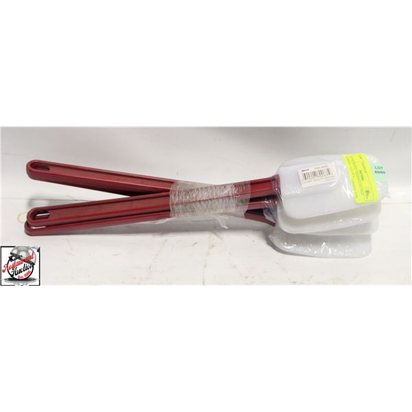 16" SILICONE "SPOONULAS" RED HANDLE - LOT OF 4