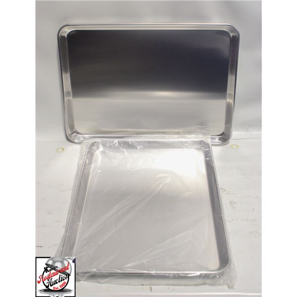 LOT OF 2 NEW HALF SIZE ALUMINUM BUN PANS
