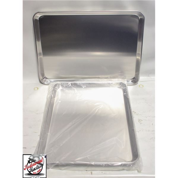 LOT OF 2 NEW HALF SIZE ALUMINUM BUN PANS