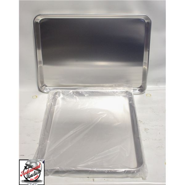 LOT OF 2 NEW HALF SIZE ALUMINUM BUN PANS
