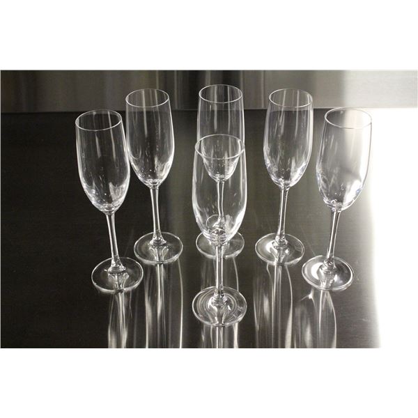 6 NEW NUDE 8.25 OZ CRYSTAL STEMWARE FLUTE GLASS
