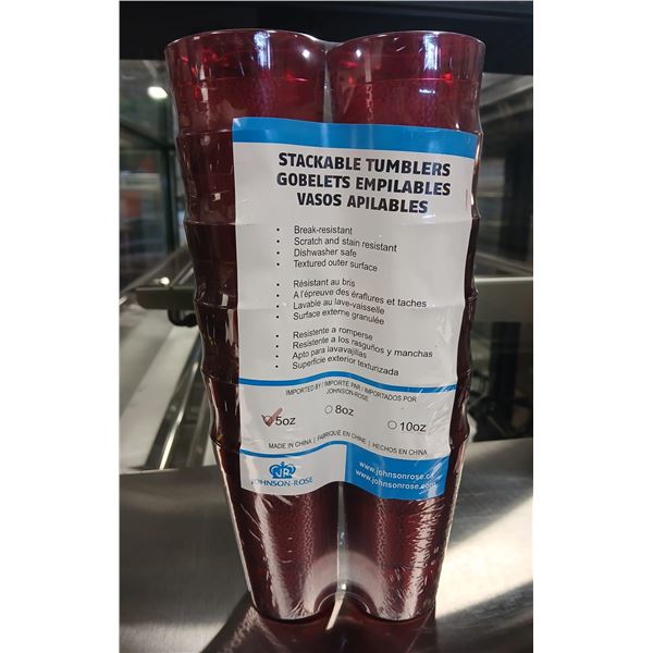 DOZEN NEW 5 OZ STACKABLE RED TUMBLERS JOHNSON ROSE